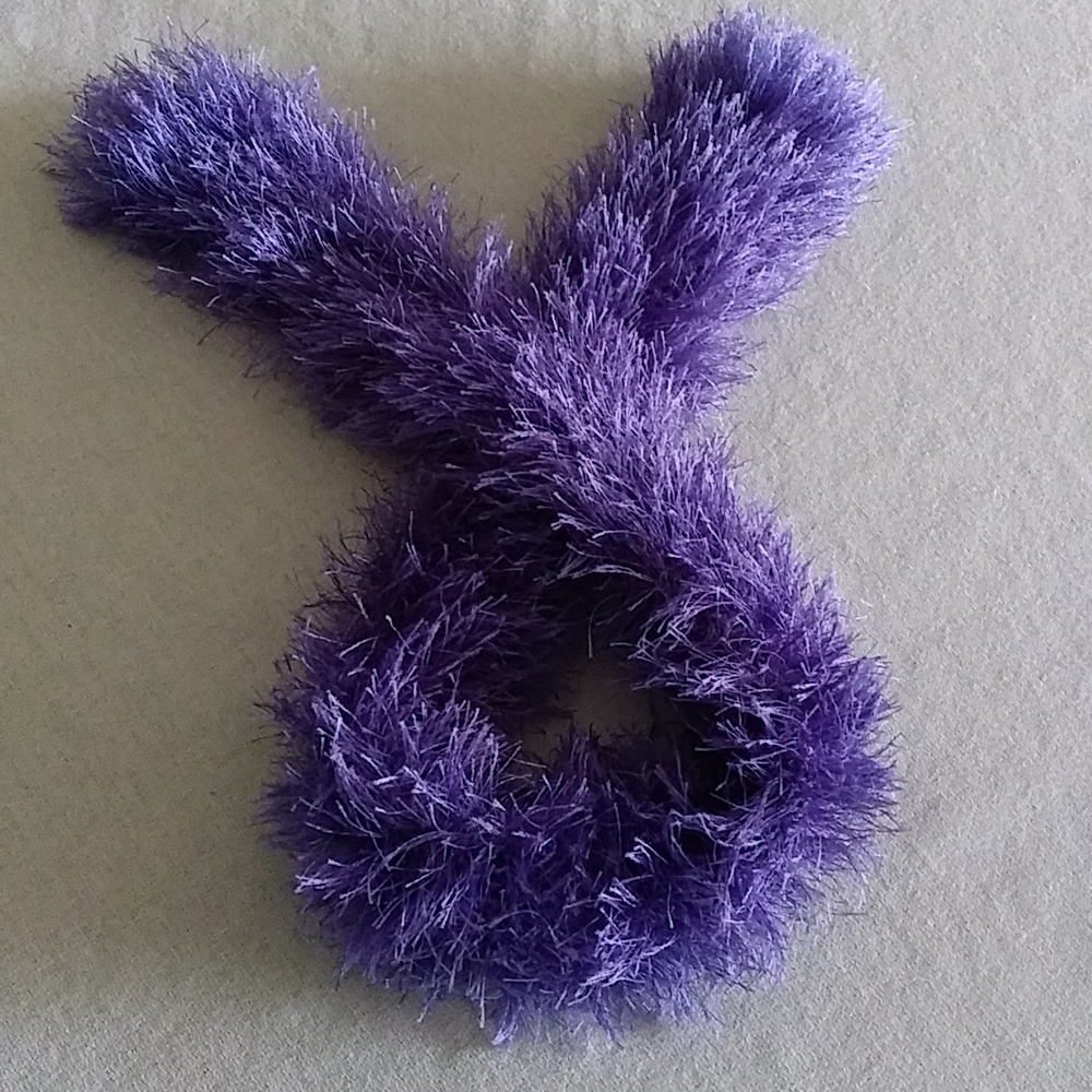 Homemade Scarf. Purple Funfur. 32"x3"